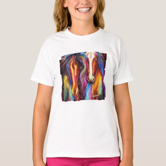 Chevaux colorés T-shirt (Devant)
