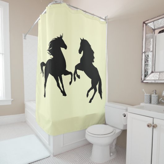 Chevaux Couple Yellow Douche rideau - Vos Couleurs (En situation)