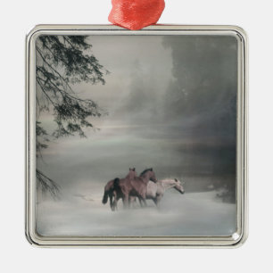 Chevaux dans la neige Ornement de Noël