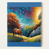 Chevaux dans la prairie de fleurs sauvages de la f (Dos)