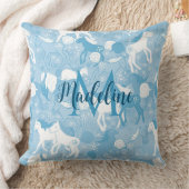Chevaux dans le Coussin Monogramed Field_Soft Blue (Couverture)