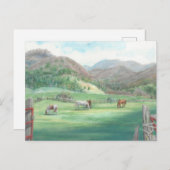 "Chevaux dans un pâturage." Carte postale (Devant / Derrière)