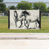 CHEVAUX D'ARGENT SAUVAGE DE L'UTAH MUR Bannière D' (En situation)
