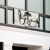 CHEVAUX D'ARGENT SAUVAGE DE L'UTAH MUR Bannière D' (Bâtiment extérieur)