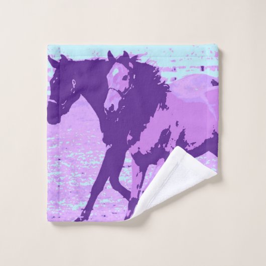 Chevaux d'art pop violet (Gant de toilette)