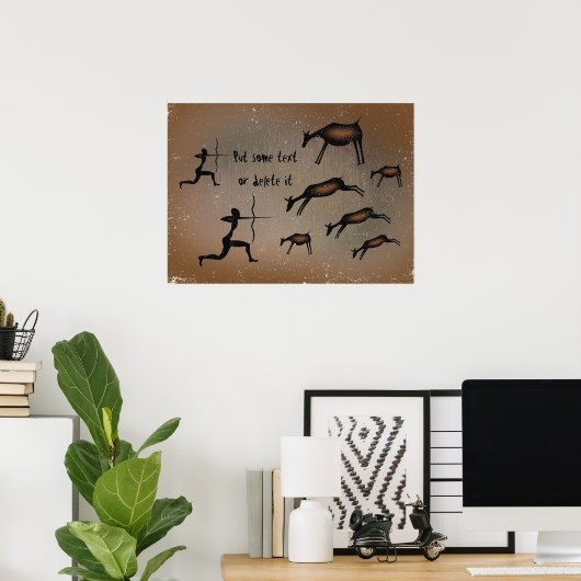 Chevaux d'art rupestre primitif imprimé poster per (Bureau à domicile)
