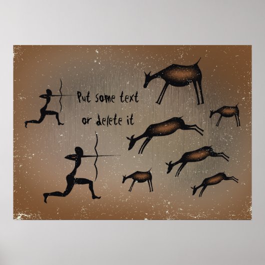 Chevaux d'art rupestre primitif imprimé poster per (Devant)