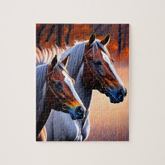 Chevaux De Brumby Brown Et Blanc, Puzzle De Jigsaw (Vertical)