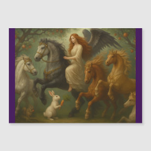 Chevaux de conte de fées et carte magnétique d'ang