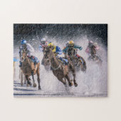 Chevaux de course dans le puzzle de neige (Horizontal)
