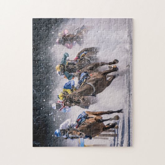 Chevaux de course dans le puzzle de neige (Vertical)