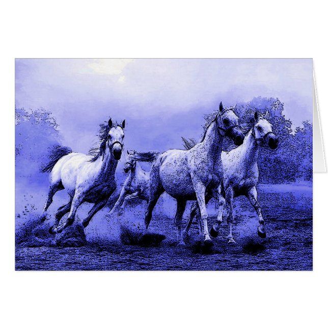 Chevaux de course et Lune Bleue (Devant horizontal)