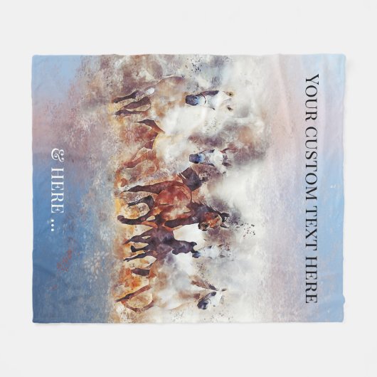 Chevaux de course sauvage Couverture en polaire (Devant (Horizontal))