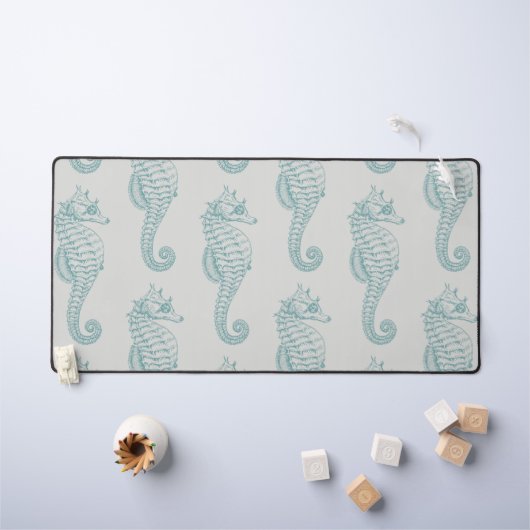 Chevaux de mer tropicaux, Motif hippocampe - gris  (Tableau pour enfants)
