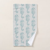 Chevaux de mer tropicaux, Motif hippocampe - gris  (Serviette à main)