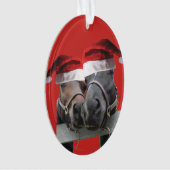 Chevaux de Noël portant des chapeaux de Père Noël (devant)