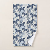 Chevaux de Toile Bleu foncé sans couture (Serviette à main)