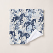 Chevaux de Toile Bleu foncé sans couture (Gant de toilette)