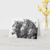 Chevaux de trait dessin carte de vœux (Fleur jaune)