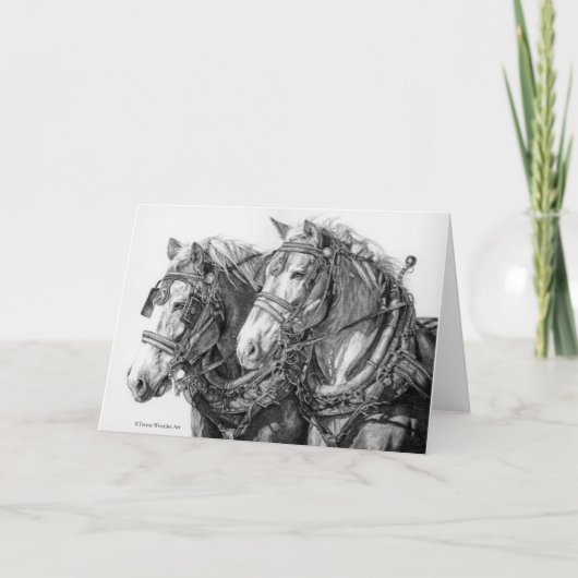 Chevaux de trait dessin carte de vœux (Devant)