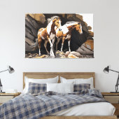 Chevaux debout à côté de l'autre toile Imprimer (Insitu(Chambre))