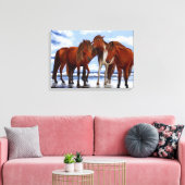 Chevaux debout sur la plage toile enveloppée (Insitu(Salon))