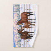 Chevaux Du Quartier De La Baie Brown En Neige (Serviette à main)