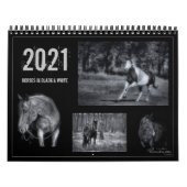 Chevaux en noir et blanc - Calendrier équin 2021 (Protection)