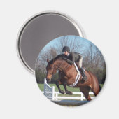 Chevaux et montrer Jumping Magnet rond (Recto/Verso)