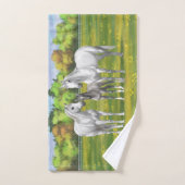 Chevaux Gris De La Pomme Blanche En Été (Serviette à main)
