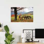 Chevaux, Montagnes, Poster d'automne (Bureau à domicile)