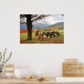 Chevaux, Montagnes, Poster d'automne (Cuisine)