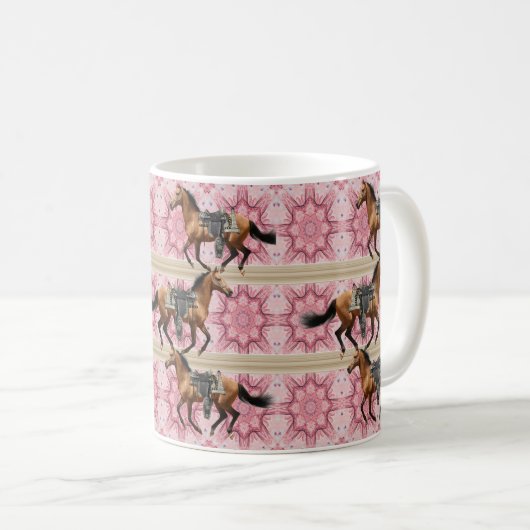 Chevaux Mug Floral Rose (Devant droit)