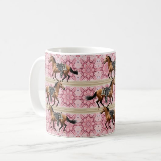Chevaux Mug Floral Rose (Devant gauche)