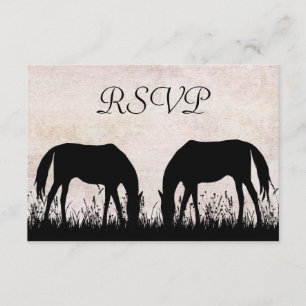Chevaux Pâturage Equestre Mariage Carte RSVP