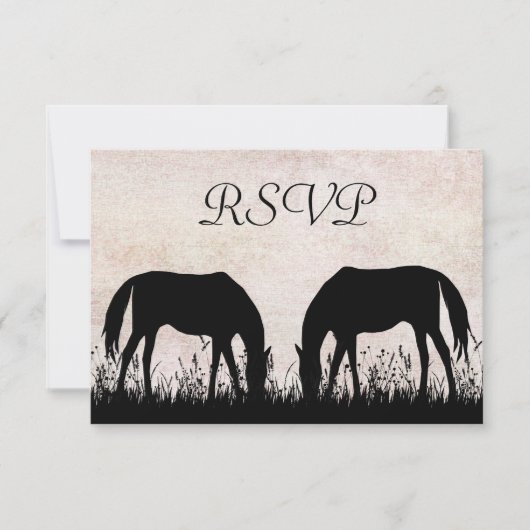 Chevaux Pâturage Equestre Mariage Carte RSVP (Devant)