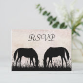 Chevaux Pâturage Equestre Mariage Carte RSVP (Debout devant)