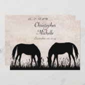 Chevaux pâturant Faire-part de mariage équestre (Devant / Derrière)