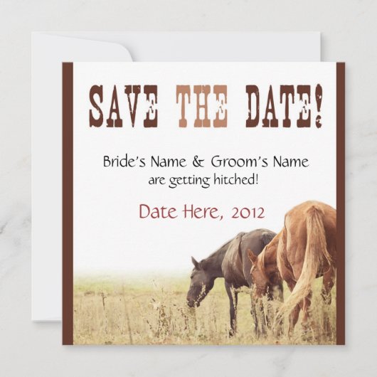 Chevaux pâturant - Invitation de mariage (Devant)