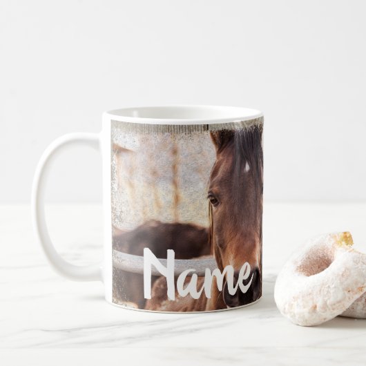 Chevaux personnalisés Ranch Farm Design Café Mug (Avec donut)