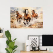 Chevaux sauvages, Aquarelle Poster (Bureau à domicile)