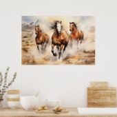 Chevaux sauvages, Aquarelle Poster (Cuisine)
