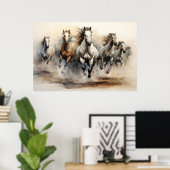 Chevaux sauvages, Aquarelle Poster (Bureau à domicile)