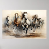 Chevaux sauvages, Aquarelle Poster (Devant)
