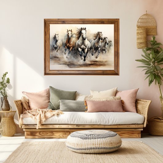 Chevaux sauvages, Aquarelle Poster