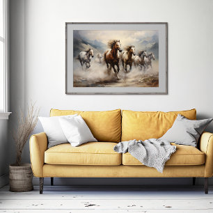 Chevaux sauvages, Aquarelle Poster