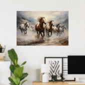 Chevaux sauvages, Aquarelle Poster (Bureau à domicile)
