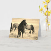 CHEVAUX SAUVAGES DE L'UTAH Carte de voeux pliée (Fleur jaune)