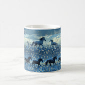 Chevaux sauvages et Fleurs sauvages Mug bleu perso (Centre)