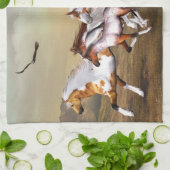 Chevaux sauvages Herd Serviette de cuisine (Plié)